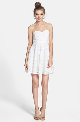 Painted Threads Lace Strapless Fit & Flare Dress (Juniors)