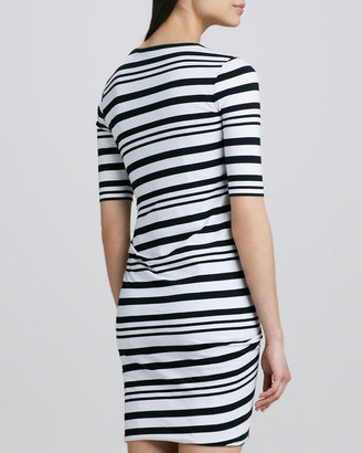 DKNY Striped Half-Sleeve Dress