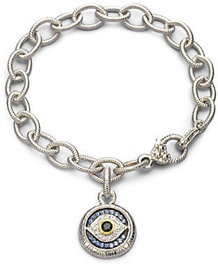 Judith Ripka Sapphire, Sterling Silver & 18K Yellow Gold Charm Bracelet