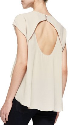 Alice + Olivia Cap-Sleeve Top with Cutout Back