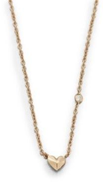 Sydney Evan Diamond & 14K Rose Gold Mini Heart Necklace