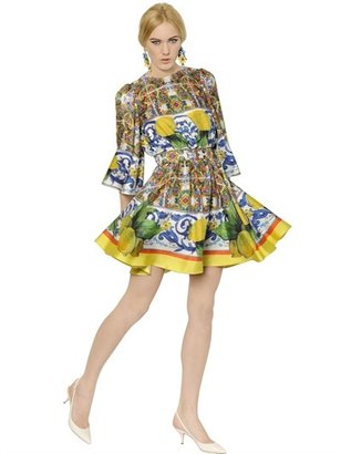 Dolce & Gabbana Lemon Printed Silk Twill Dress