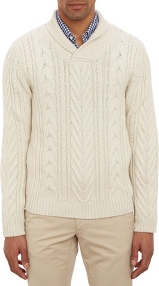 Malo Cable Shawl-Collar Pullover Sweater