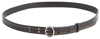 Prada black leather skinny belt