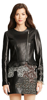 Diane von Furstenberg Heather Ruffle Detail Leather Jacket