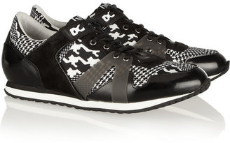 McQ Runner houndstooth-print canvas and leather sneakers