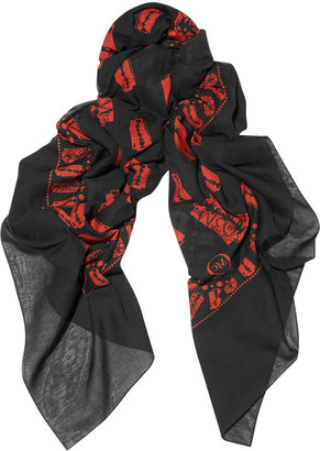 McQ Razor blade-print cotton and silk-blend scarf