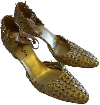 Prada Gold Leather Heels