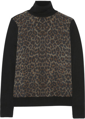 Equipment Spencer leopard-print washed-silk and wool turtleneck sweater