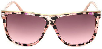 Steve Madden Women's Animal Print Shield Sunglasses