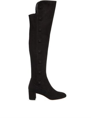 Valentino Rockstud suede over-the-knee boots