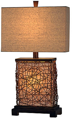 JCPenney Freeport Rattan and Wood Table Lamp