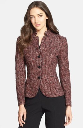 Santorelli Convertible Collar Tweed Jacket