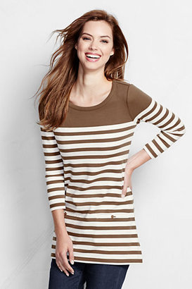 Lands' End Women's Petite 3/4-sleeve Ponté Tunic Top - Stripe
