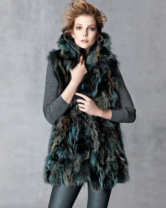Pologeorgis Shawl-Collar Fox Fur Vest, Green