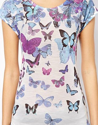 A/Wear A Wear Butterfly Print Shell Top