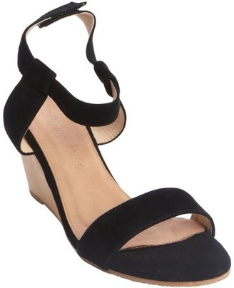 Madison Harding black suede 'Sogo' wooden wedge heel sandals