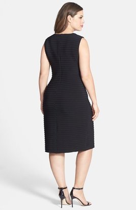 Calvin Klein Pintuck V-Neck Sheath Dress (Plus Size)