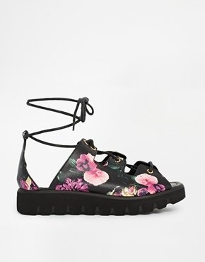 ASOS FLAT OUT Lace Up Flat Sandals