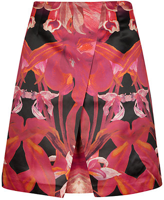 Ted Baker Galwai Jungle Orchid Print Skirt, Maroon