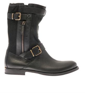 Burberry Belted-buckle leather and suede boots