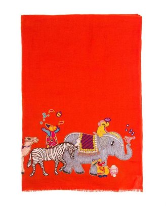 Janavi Circus Embroidered Cashmere Scarf