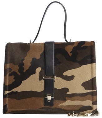Valentino Pre-Owned: brown camo calf hair and leather convertible bag