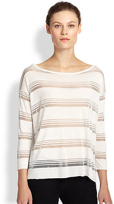 Bailey 44 Sheer-Striped Jersey Top