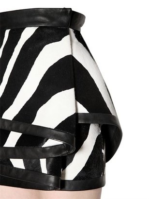 Balmain Zebra Printed Ponyskin Skirt