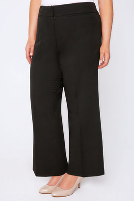 Yours Clothing Black Wide Leg Trousers With Stab Stitch Detail
