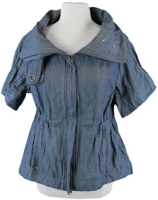 Free People Women's Denim Blue Short Sleeve Elastic Waist Jacket Sz Small NWOT