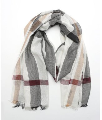 Burberry ivory half mega check silk and cashmere blend nova check scarf