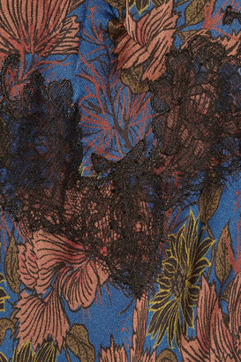 Carine Gilson Ukyo lace-trimmed printed silk-satin nightdress
