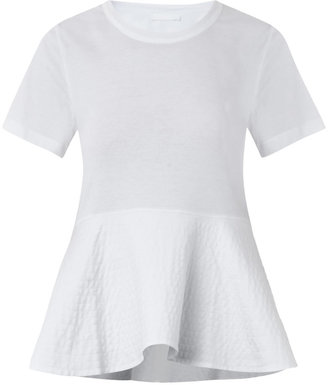 Chloé Ribbed-peplum cotton T-shirt
