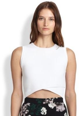 A.L.C. Nat Crossover Stretch Knit Cropped Top