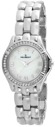 Peugeot Women's 7037S Swarovski Crystal Bezel Silver-Tone Bracelet Watch