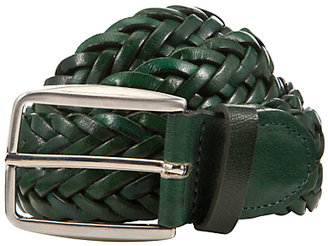 John Lewis 7733 John Lewis Made in Italy Plaited Leather Belt, Green