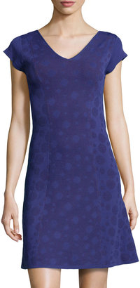 Marc New York 1609 Marc New York by Andrew Marc Dot Jacquard Fit-and-Flare Dress, Purple