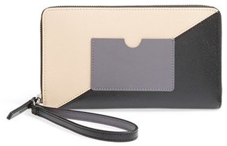 Halogen Saffiano Leather Zip Around Wallet