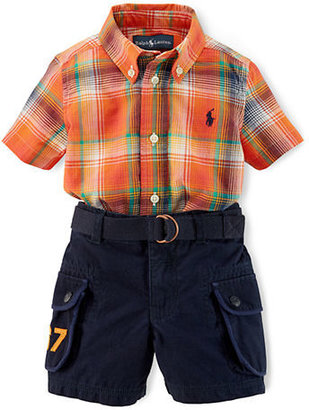 Ralph Lauren CHILDRENSWEAR Baby Boys Button-Down Shirt & Shorts Set