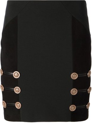 Versace gold button mini skirt