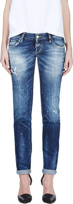 DSquared 1090 Dsquared2 Blue Slim Nonna Patch Wash Jeans