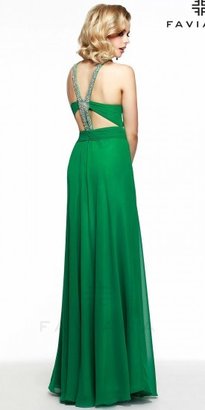 Faviana Ruched waisted Grecian prom dress