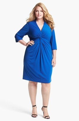 Donna Ricco Knot Front Jersey Dress (Plus Size)