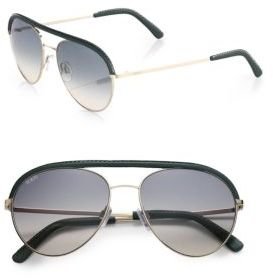 Tod's Metal & Leather Aviator Sunglasses