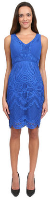 Sue Wong Pleated Bustier Embroidered Dress in Cobalt Women