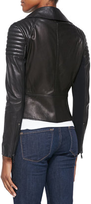 Elie Tahari Melanie Leather Jacket W/ Quilted Shoulders