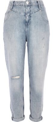 River Island Light wash ripped knee Mom jeans