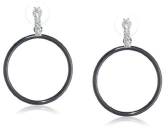 Kensie Holy Holly" Silver and Hematite-Plated Circle Drop Earrings
