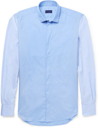 Lanvin Slim-Fit Contrast-Sleeve Cotton Shirt